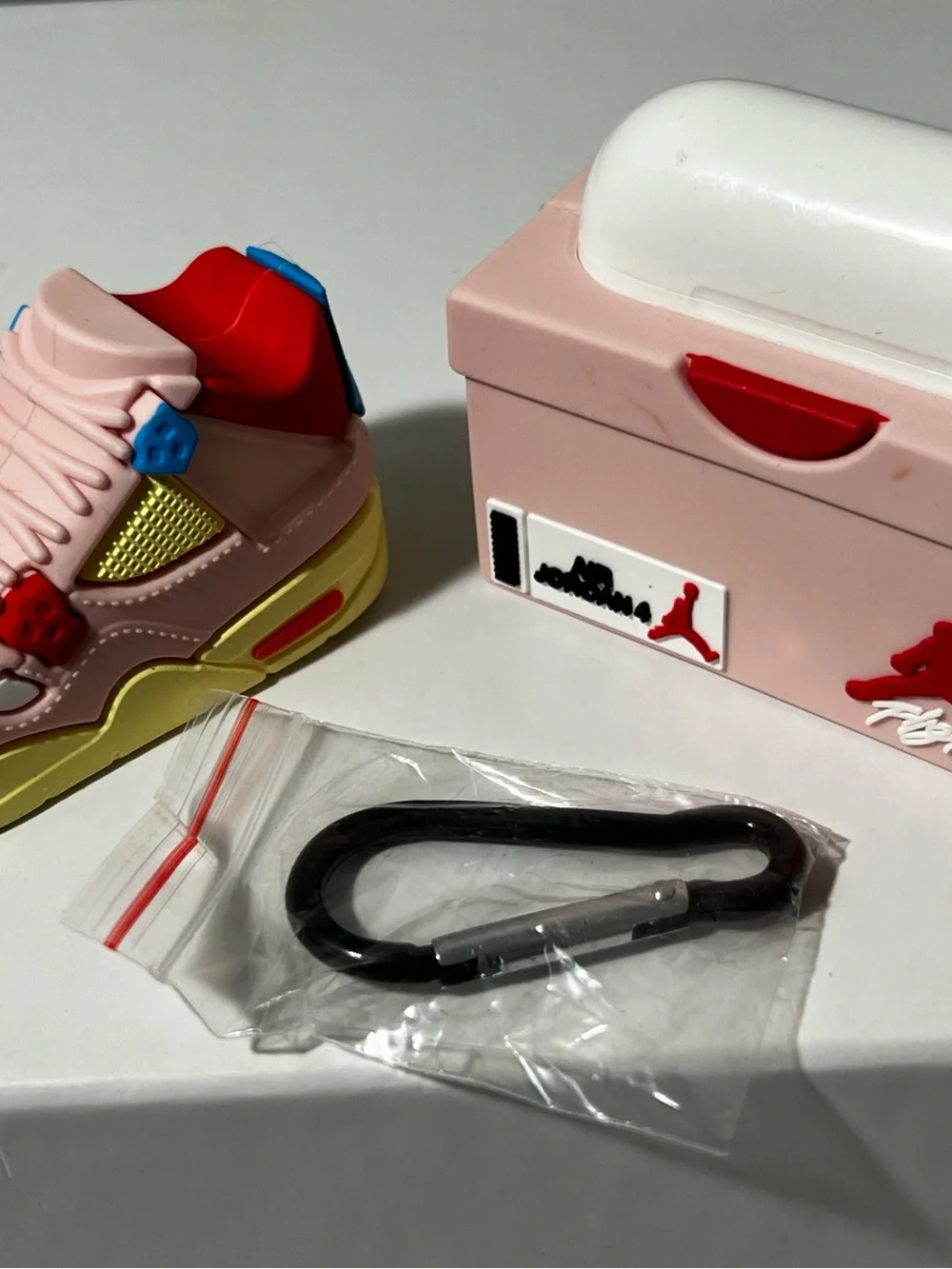 3D Air Jordan 4 Pink Sneaker AirPods Pro charging Case Cover with hook novelty